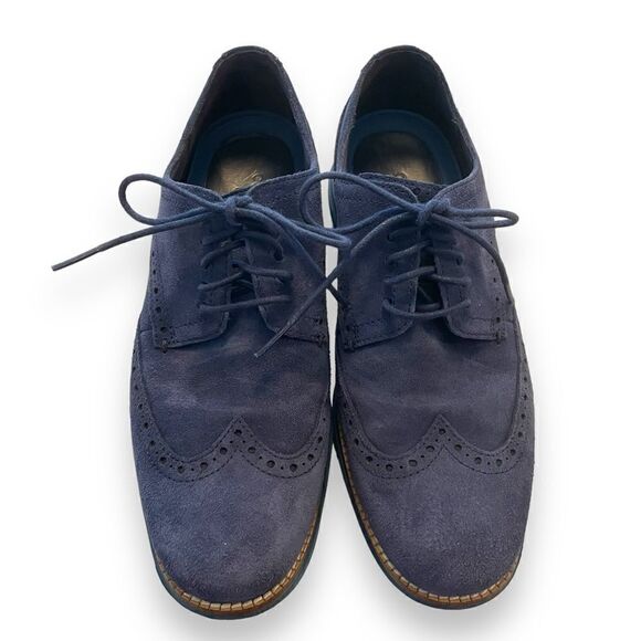 Cole Haan Navy Blue Zerogrand Wingtip Oxfords - Picture 1 of 6